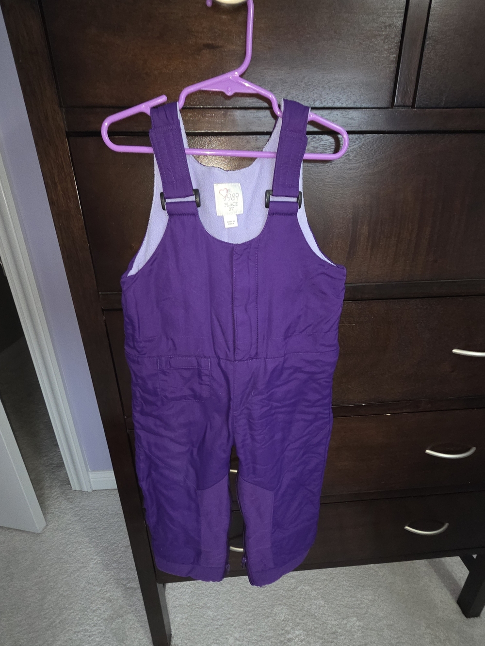The Children's Place Purple Snow Bib Overalls - Solid Purple